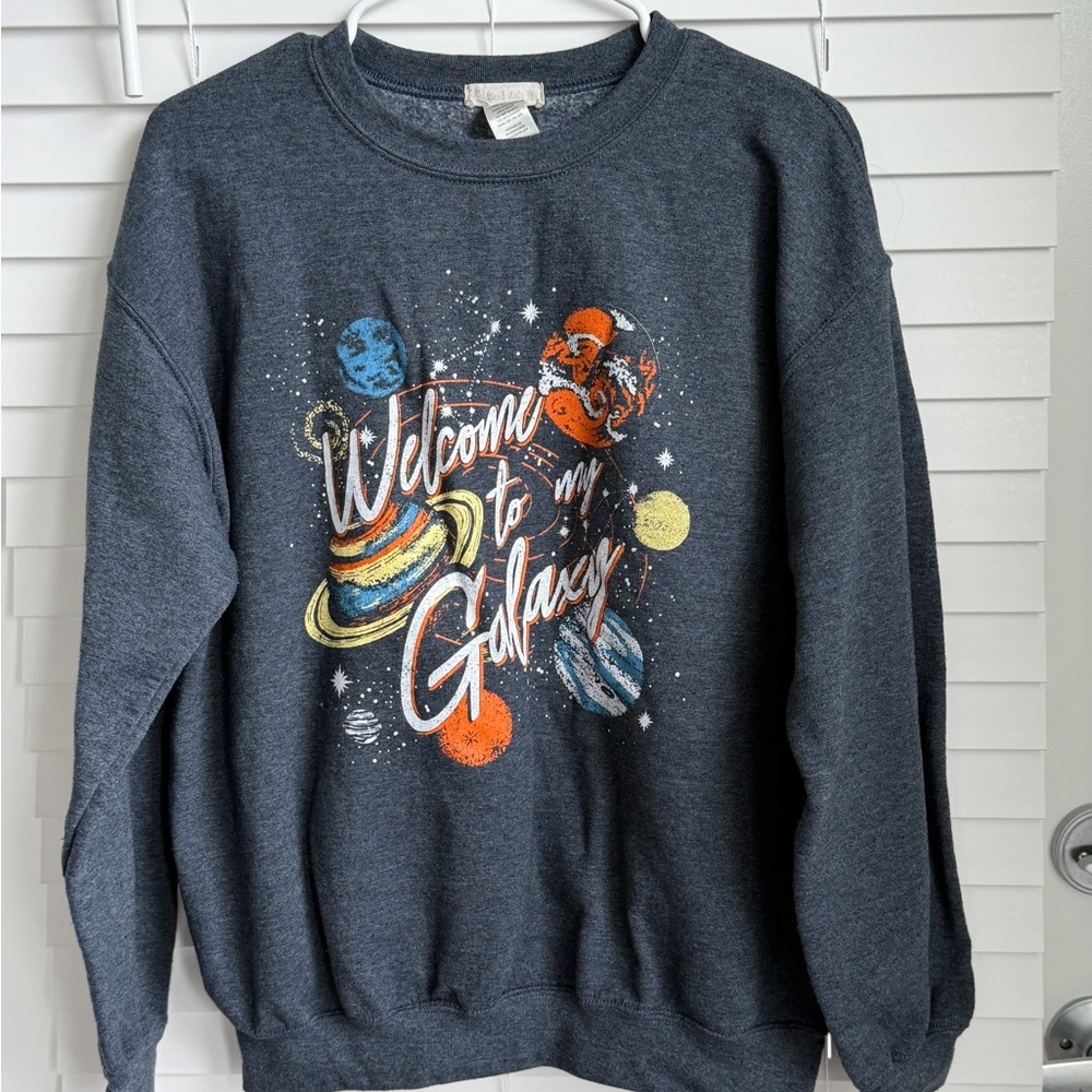 Altar'd State Charcoal Graphic 'Welcome to My Galaxy' Crewneck